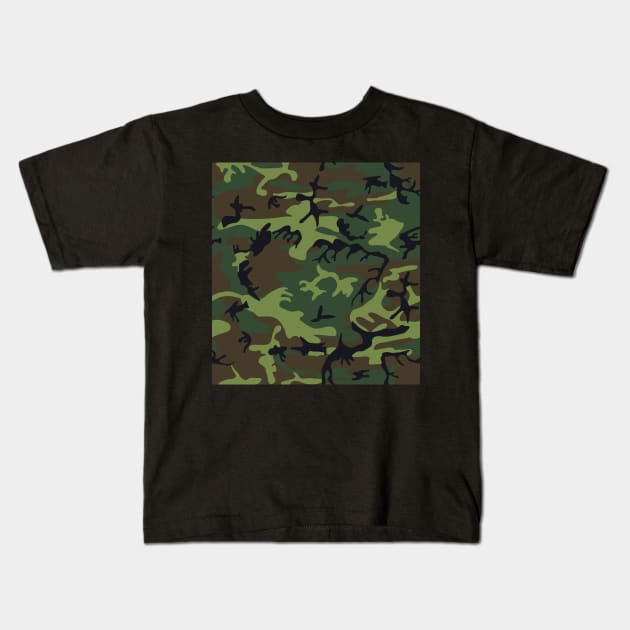 Green Woodland Military Camo Kids T-Shirt by 3QuartersToday